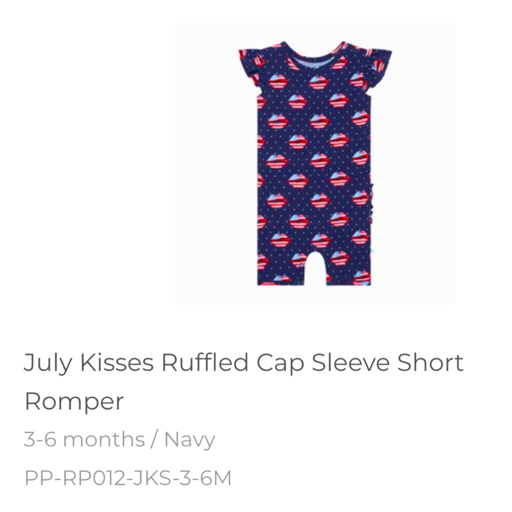 *NWT* POSH PEANUT capped sleeve romper (size 3-6 months)